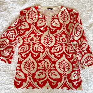 J. McLaughlin coral and white sweater size S